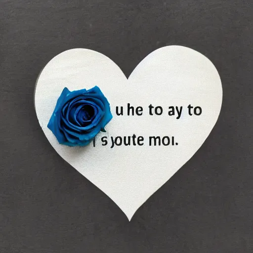 Prompt: blue roses in the shape of a heart and text saying my favourite person in the middle