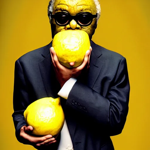 Image similar to uhd candid photo of a don lemmon as a lemon. photo by annie leibowitz