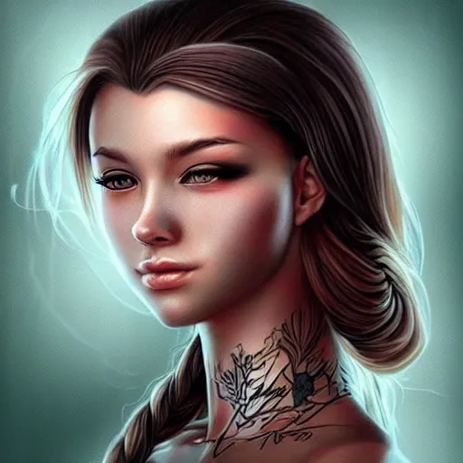 Image similar to tattoo design, beautiful portrait of a girl by artgerm, artgerm, digital art, tattoo