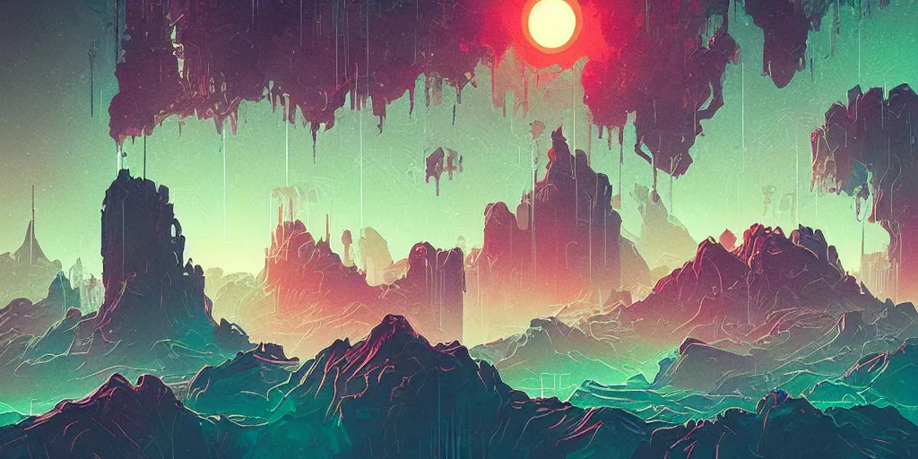 Image similar to a lovecraftian cinematic isograph print of a aetherpunk planet by alena aenami in the style of art - deco art, very, very aesthetic