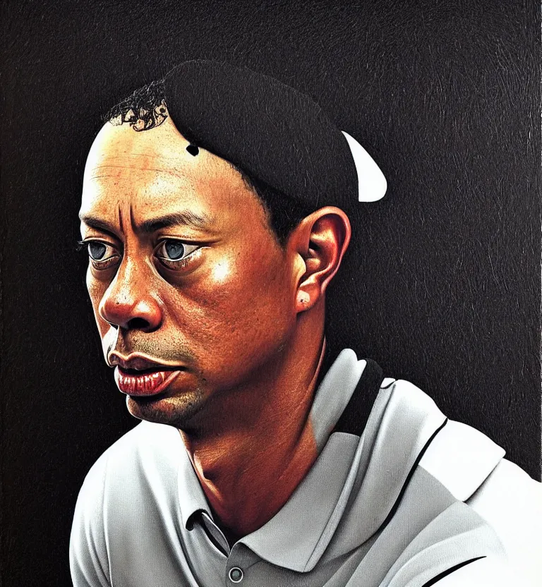 Image similar to tiger woods portrait by caravaggio.