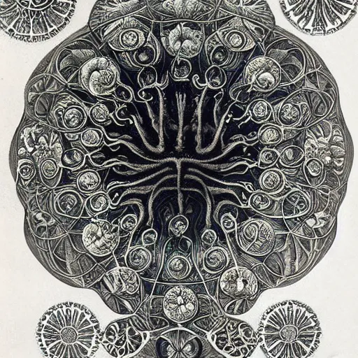 Image similar to space jellyfish by ernst haeckel