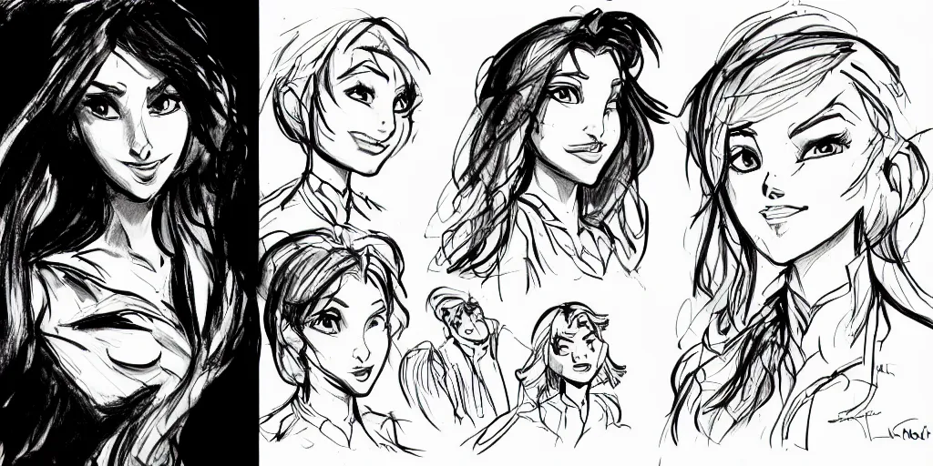 Image similar to character art, sketch by glen keane, black and white illustration by glen keane, concept art, artstation, disney 1 9 9 0