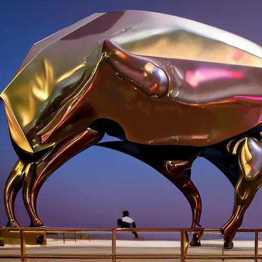 Image similar to opalescent by gustave baumann, by goro fujita realistic, mournful. a kinetic sculpture of a bullfight in spain. the kinetic sculpture is set in an arena with spectators in the stands. several figures in the kinetic sculpture, including a matador & a bull.