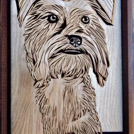 Prompt: wood cut art of dogs,