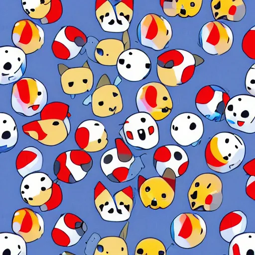 Image similar to pattern of pokeballs and mews