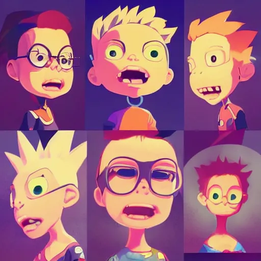 Image similar to face icon stylized minimalist rugrats, loftis, cory behance hd by jesper ejsing, by rhads, makoto shinkai and lois van baarle, ilya kuvshinov, rossdraws global illumination