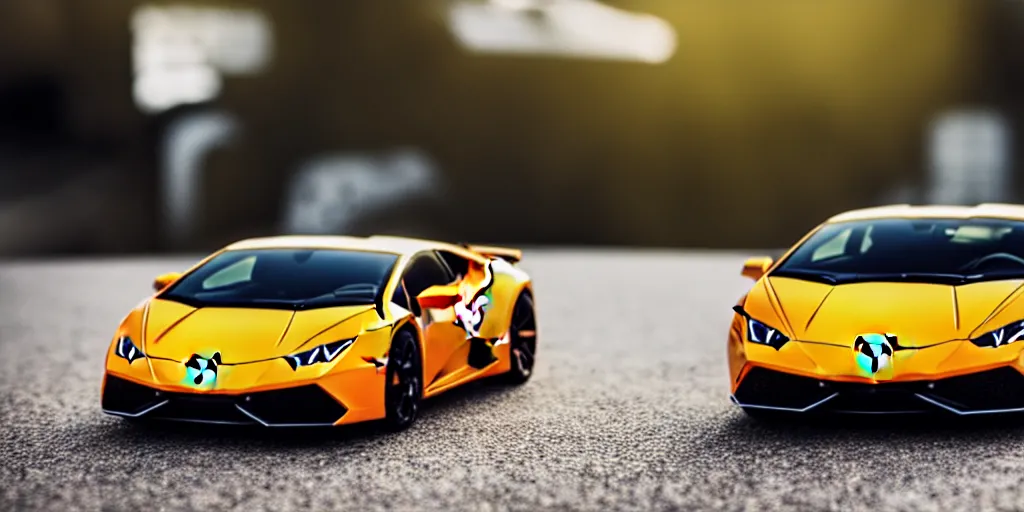 Image similar to Hot Wheels, lamborghini huracan, cinematic, 4K, HD, depth of field, bokeh.