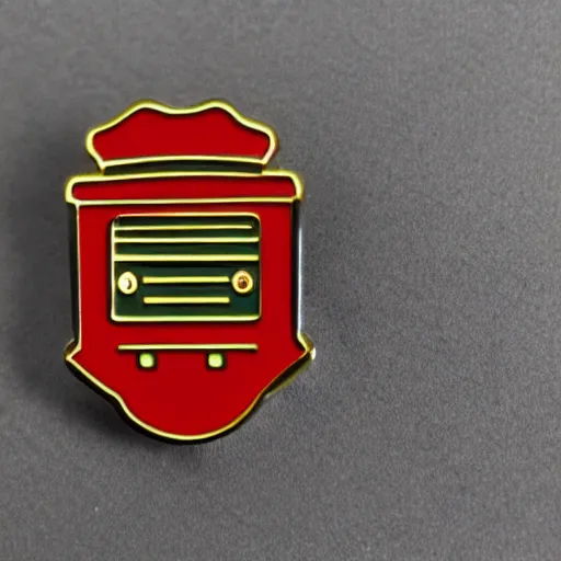 Image similar to a diamond enamel pin fire station, smooth curves