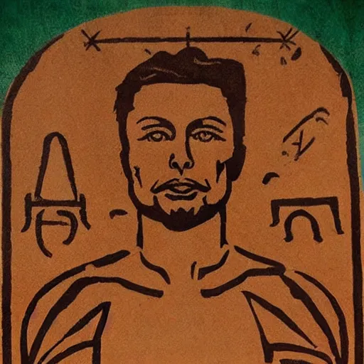 Prompt: elon musk as sumerian mural