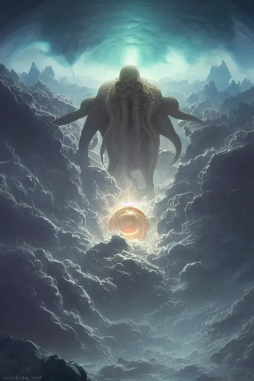 Prompt: cthulhu in space, looking at earth, larger than earth, huge, towering, gigantic, high octane, 8 k, digital art, magic the gathering, mtg, by greg rutkowski, trending on artstation