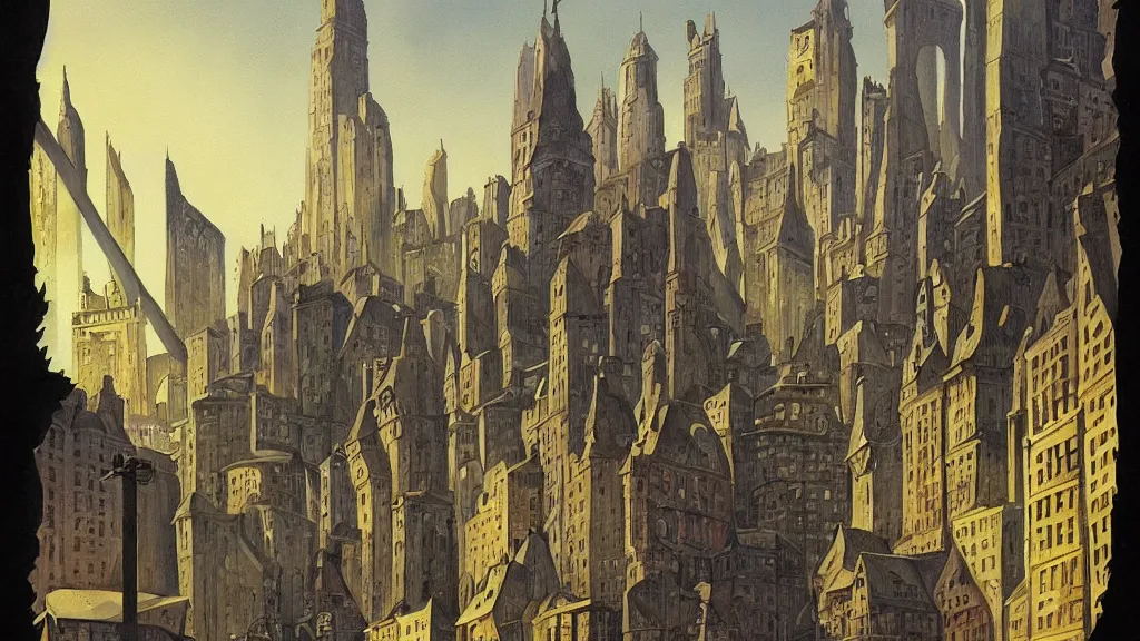Prompt: a painting in the style of francois schuiten.