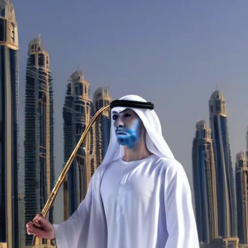 Image similar to a white walker llaying trombone in dubai