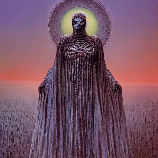 Image similar to The queen of the sun by Zdzislaw Beksinski and H.R. Giger, oil on canvas, 8k highly professionally detailed, trending on artstation