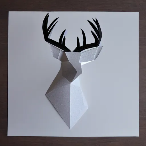 Prompt: a picture of a deer from triangles made of paper