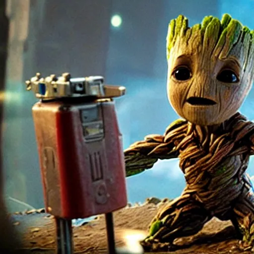 Prompt: baby groot in the movie guardians of the galaxy ( 2 0 1 4 )