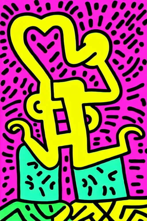 Prompt: colorful illustration of love by keith haring, artistic, eclectic, highly detailed, digital painting, concept art, smooth, sharp focus, illustration, art by keith haring