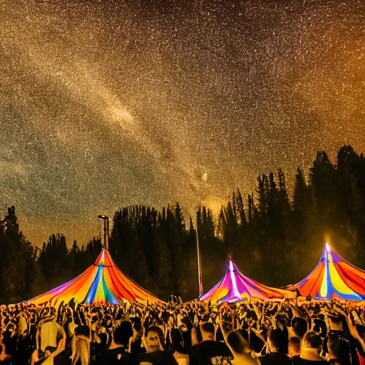 Image similar to Techno festival in forest at night