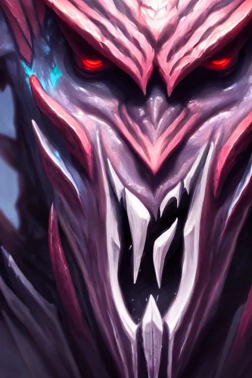 Image similar to ultra detailed facial close up portrait of aatrox from league of legends, by riot games, extremely detailed digital painting, in the style of fenghua zhong and ruan jia and jeremy lipking and peter mohrbacher, mystical colors, rim light, beautiful lighting, 8 k, stunning scene, raytracing, octane, trending on artstation