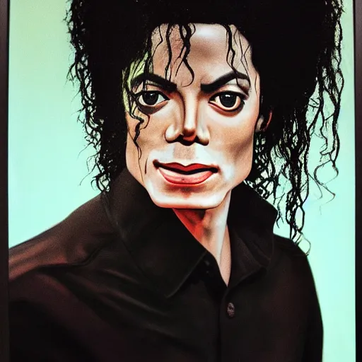 Image similar to realistic expired kodak film portrait of michael jackson, hyperrealism, hypermaximalism, photorealistic, detailed, atmospheric, 8 k, award winning photography, cinematic