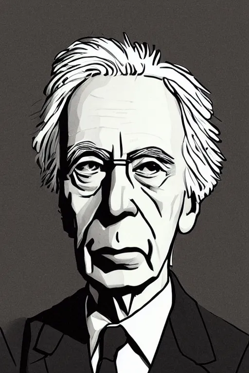 Image similar to portrait of bertrand russell, by adrian tomine