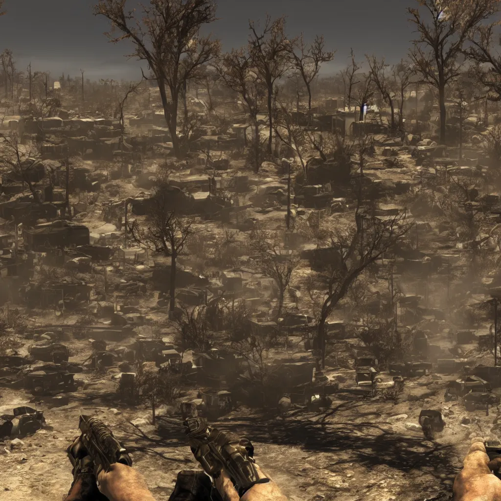 Prompt: a screenshot from the game Fallout New Vegas, 8k, fine dust