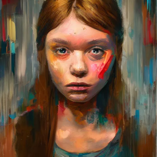 Image similar to palette knife oil painting portrait of a lonely girl in a liminal room, extreme detail, liminal aesthetic, artgerm, deviant art, octane, substance, art history 8 k