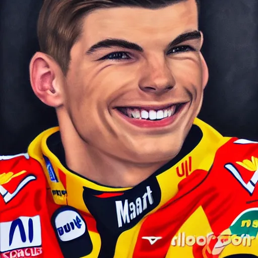 Image similar to max verstappen smiling, ultra realistic portrait