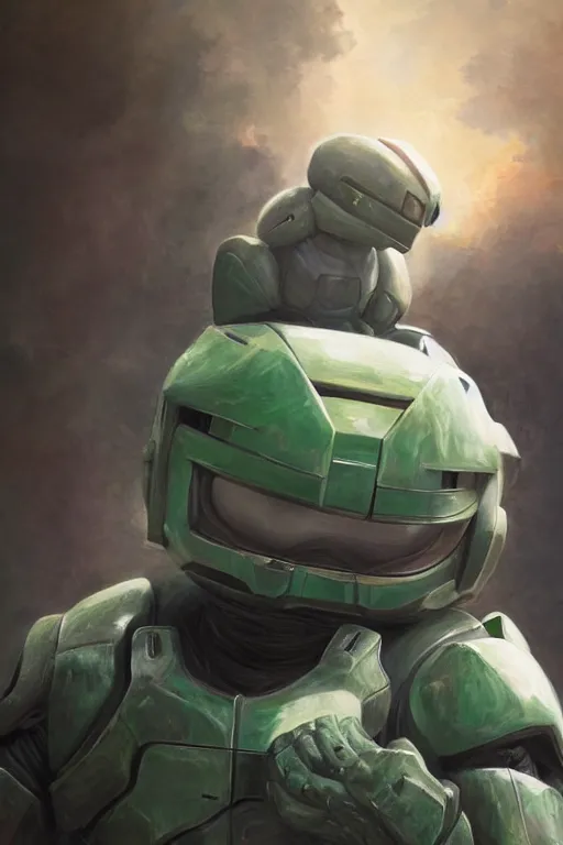 Image similar to jigglypuff playing as master chief, oil on canvas, intricate, portrait, 8 k highly professionally detailed, hdr, cgsociety