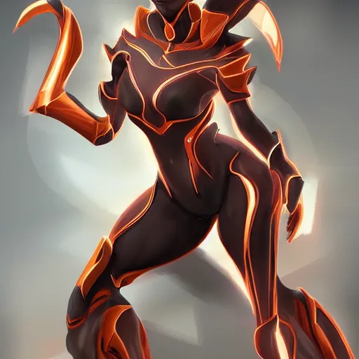 Prompt: stunning fanart of female ember prime warframe in an elegant pose, well designed, high quality, artstation, deviantart, furaffinity