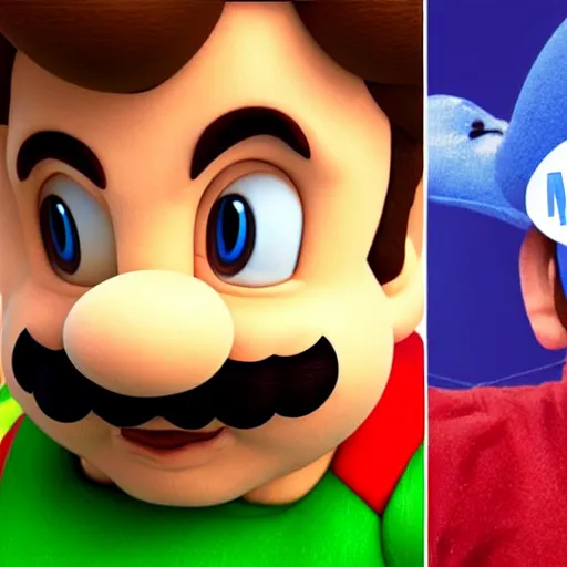 Prompt: super mario in real life, hyper - real, portrait of a human known as mario