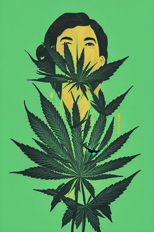 Prompt: marijuana profile picture by sachin teng, miami, organic painting, asymmetrical, green, marijuana smoke, matte paint, hard edges, energetic, 3 d shapes, smoke