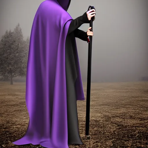 Prompt: grim reaper, purple cloak