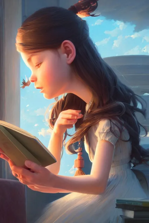 Prompt: highly detailed portrait of beautiful girl reading a book in toy story 3, dynamic pose, stephen bliss, unreal engine, fantasy art by greg rutkowski, loish, rhads, ferdinand knab, makoto shinkai and lois van baarle, ilya kuvshinov, rossdraws, tom bagshaw, global illumination, radiant light, detailed and intricate environment