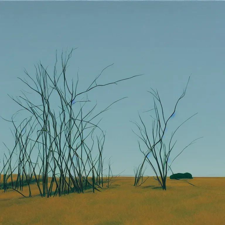 Prompt: a network of hubs in nature, painted by Alex Katz, painted by Edward Hopper, airbrush