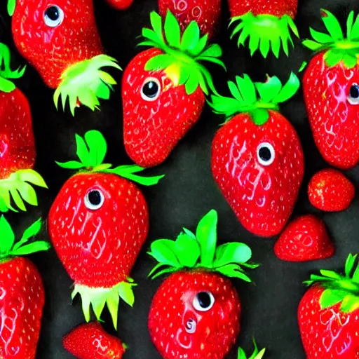 Image similar to strawberry creature with two eyes