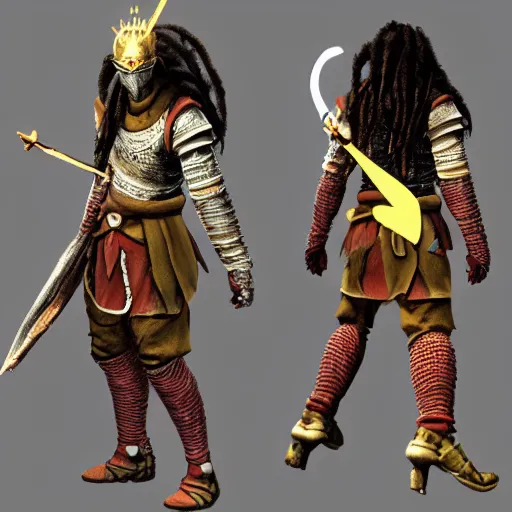 Image similar to solaire from dark souls with dreadlocks