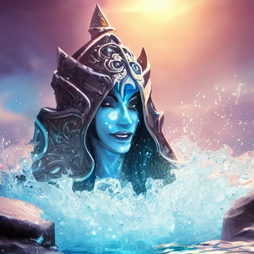 Image similar to female lich king swimming in a pool 4k