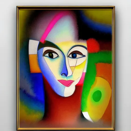 Image similar to abstract background; painting of a face by Kandinsky, Artgerm, Anton Pieck ; 3d unreal engine, 4k 3d render,