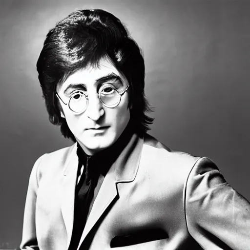 Prompt: professional studio portrait photo of john lennon dressed like elvis, photoshoot