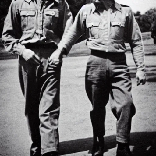 Image similar to gay ww 2 soldiers holding hands, 1 9 4 0 s