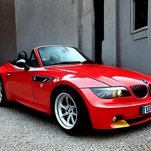 Image similar to “Picture of BMW Z3 car painted by Leonardo da Vinci”