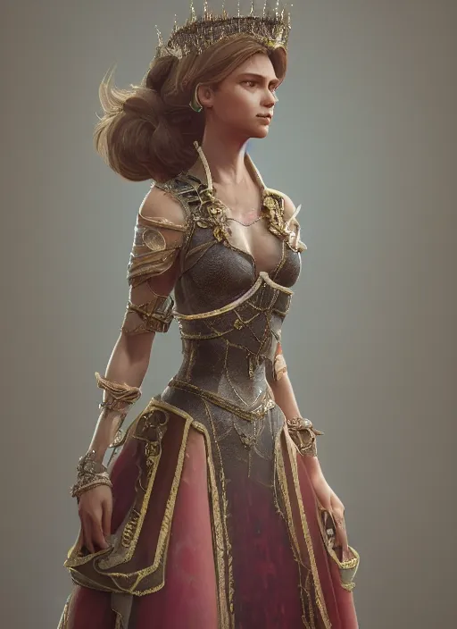 Prompt: detailed full body concept art of a beautiful princess, cinematic lighting, hyperdetailed, 8k, high resolution, insanely detailed and intricate, octane render