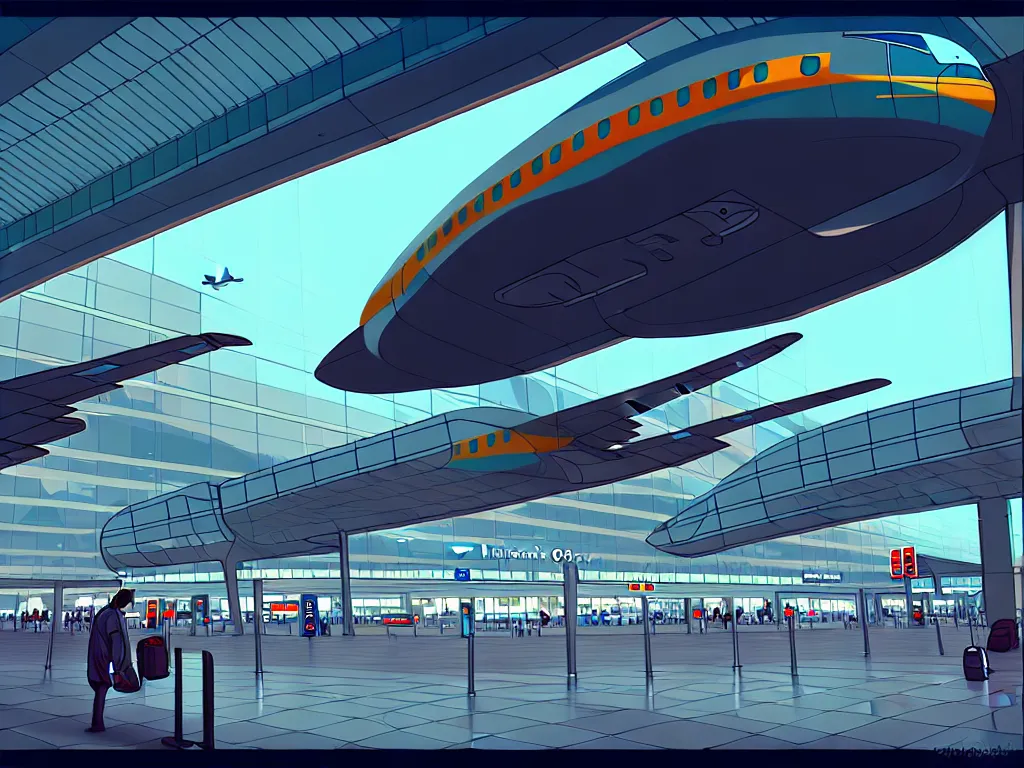 Prompt: I get to the airport, detailed illustration, digital painting, trending on artstation