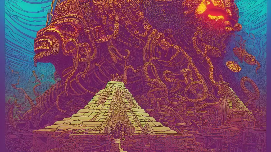 Image similar to highly detailed illustration of a mayan god by kilian eng, by moebius!, by oliver vernon, by kyle hotz, by dan mumford