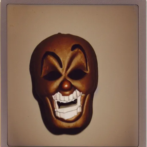 Image similar to polaroid of a creepy deformed halloween mask