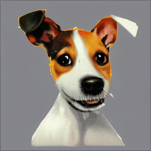 Prompt: flying jack russell terrier with propeller on it's back flying like a helicopter, highly detailed, digital art