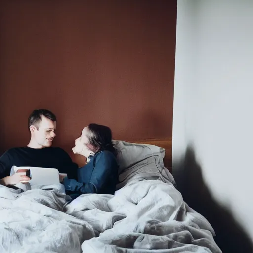 Image similar to iphone photo of couple in bedroom