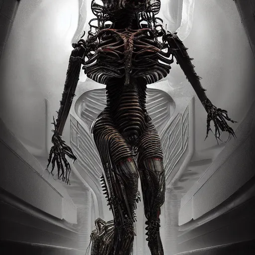 Prompt: highly evolved biomechanical phyrexian dreadnought pregnant borg queen hybrid being possessed by the machine spirit, artists tram pararam and doctor seuss with beryl cook and hr giger, high contrast cinematic light, mystical shadows, sharp focus, octane render