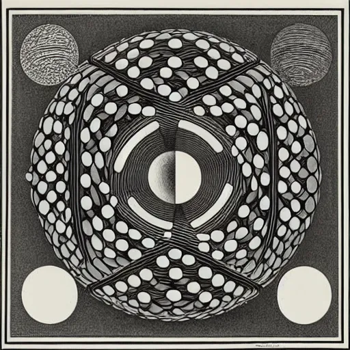 Image similar to Liminal space in outer space by M.C. Escher